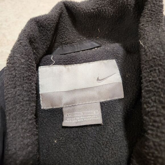 VTG Y2K NIKE Mens L Large Fleece Lined Black Windbreaker Jacket 2000s Silver Tag - Picture 5 of 13